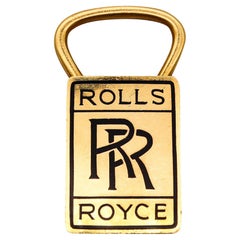 Antique Bvlgari Roma 1970 Rolls Royce Key Chain In 18Kt Yellow Gold With Black Enamel