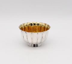 Bvlgari Roma 1970 Scalloped Caviar Bowl Solid .925 Sterling Silver & 24kt Gilded