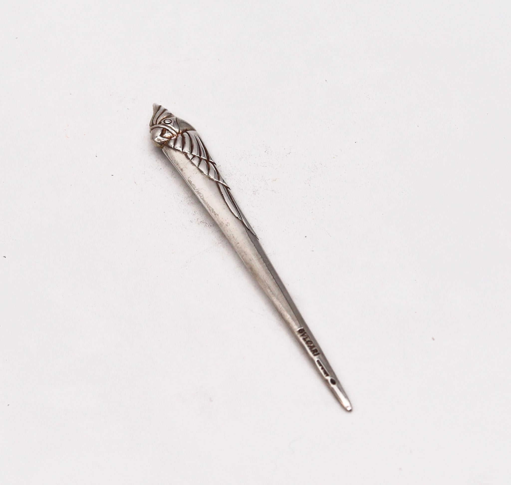 Bvlgari Roma 1970s Vintage Parrot Bird Letter Opener in .925 Sterling Silver In Excellent Condition In Miami, FL