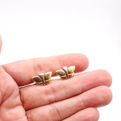 BVLGARI Roma 1990 Classic T-Bars Fancy Cufflinks In Two Tones Of Solid 18Kt Gold