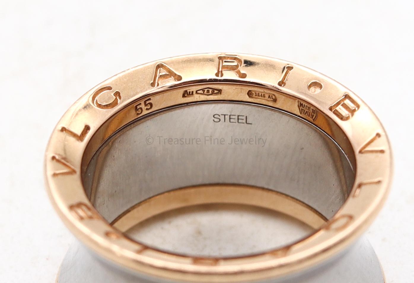 Bvlgari Roma Anish Kapoor Sculptural B-Zero1 Ring in 18Kt Rose Gold and Steel In Excellent Condition In Miami, FL