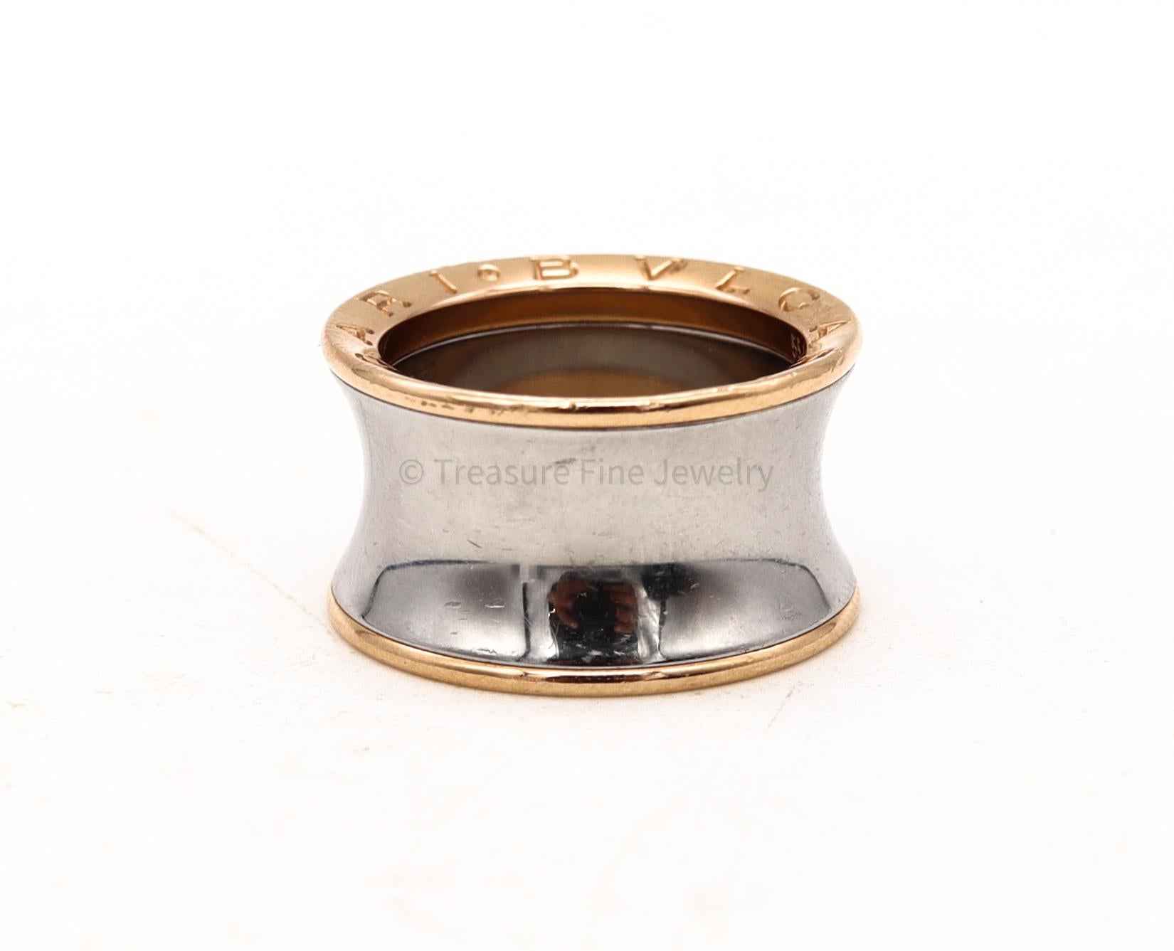 Women's or Men's Bvlgari Roma Anish Kapoor Sculptural B-Zero1 Ring in 18Kt Rose Gold and Steel