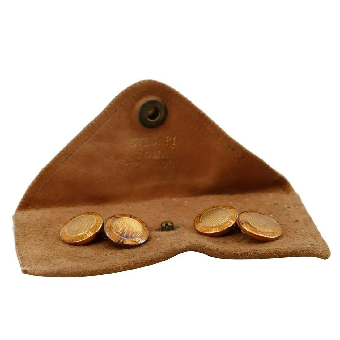 Bvlgari Roma Art-deco 18k yellow Gold Cufflinks with Enamel In Excellent Condition For Sale In Aventura, FL