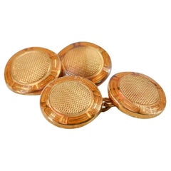 Bvlgari Roma Art-deco 18k yellow Gold Cufflinks with Enamel