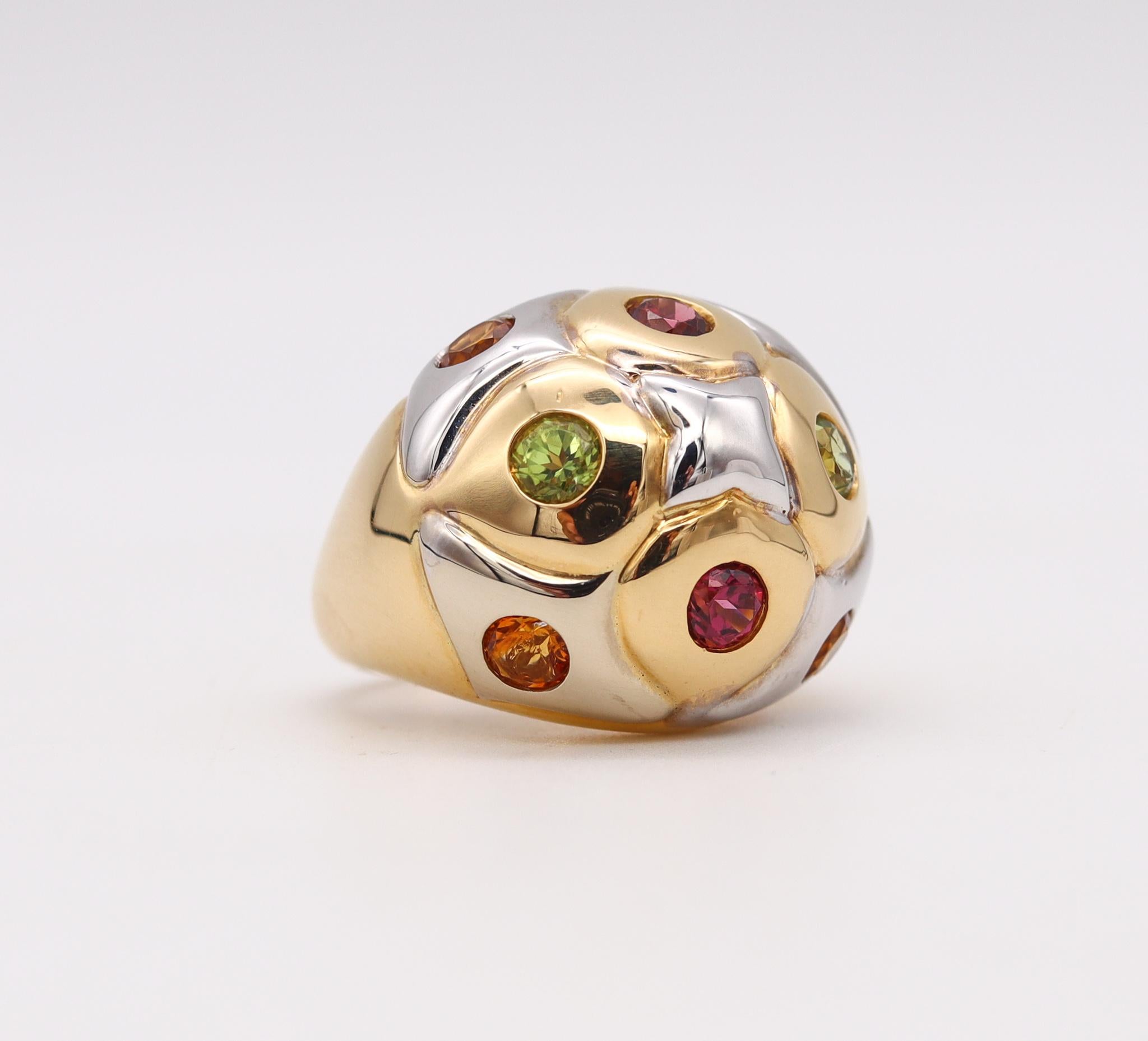 Bvlgari Roma Bombe Cocktail Ring Two Tones of 18Kt Gold with 1.80 Ctw Gemstones 4