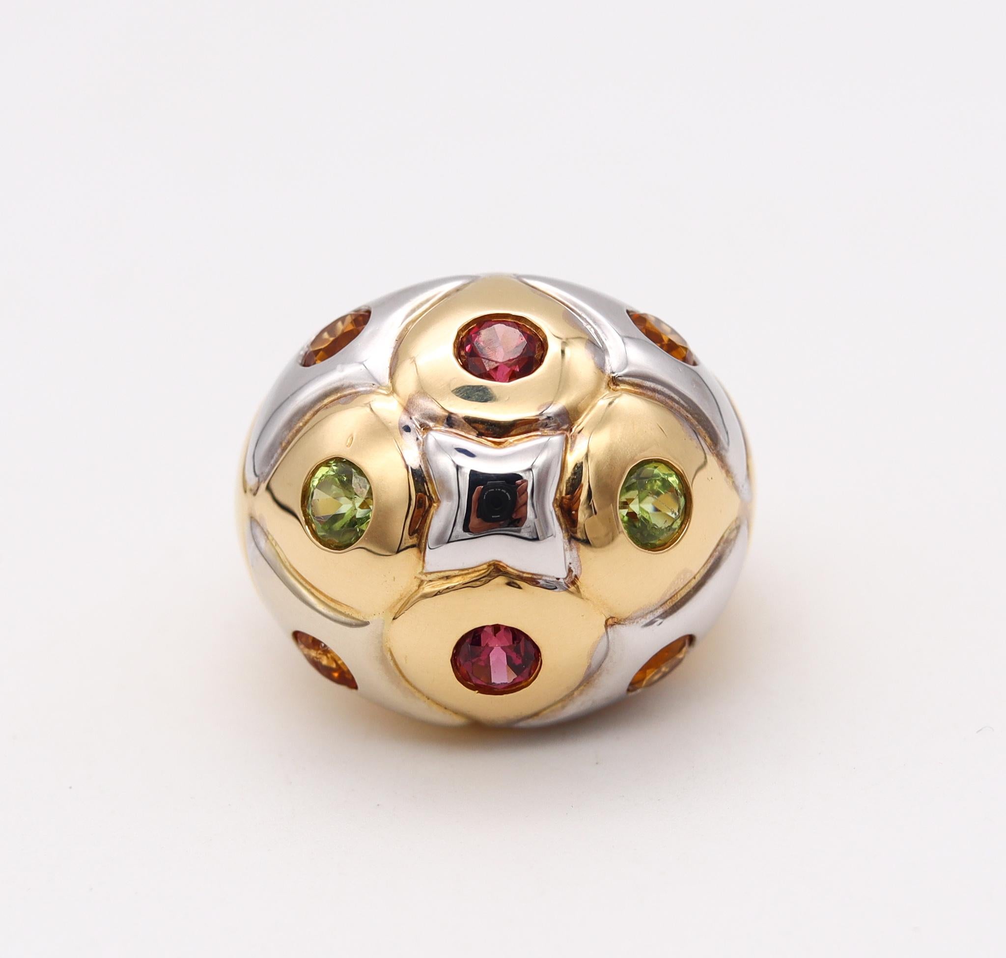 Bvlgari Roma Bombe Cocktail Ring Two Tones of 18Kt Gold with 1.80 Ctw Gemstones 5