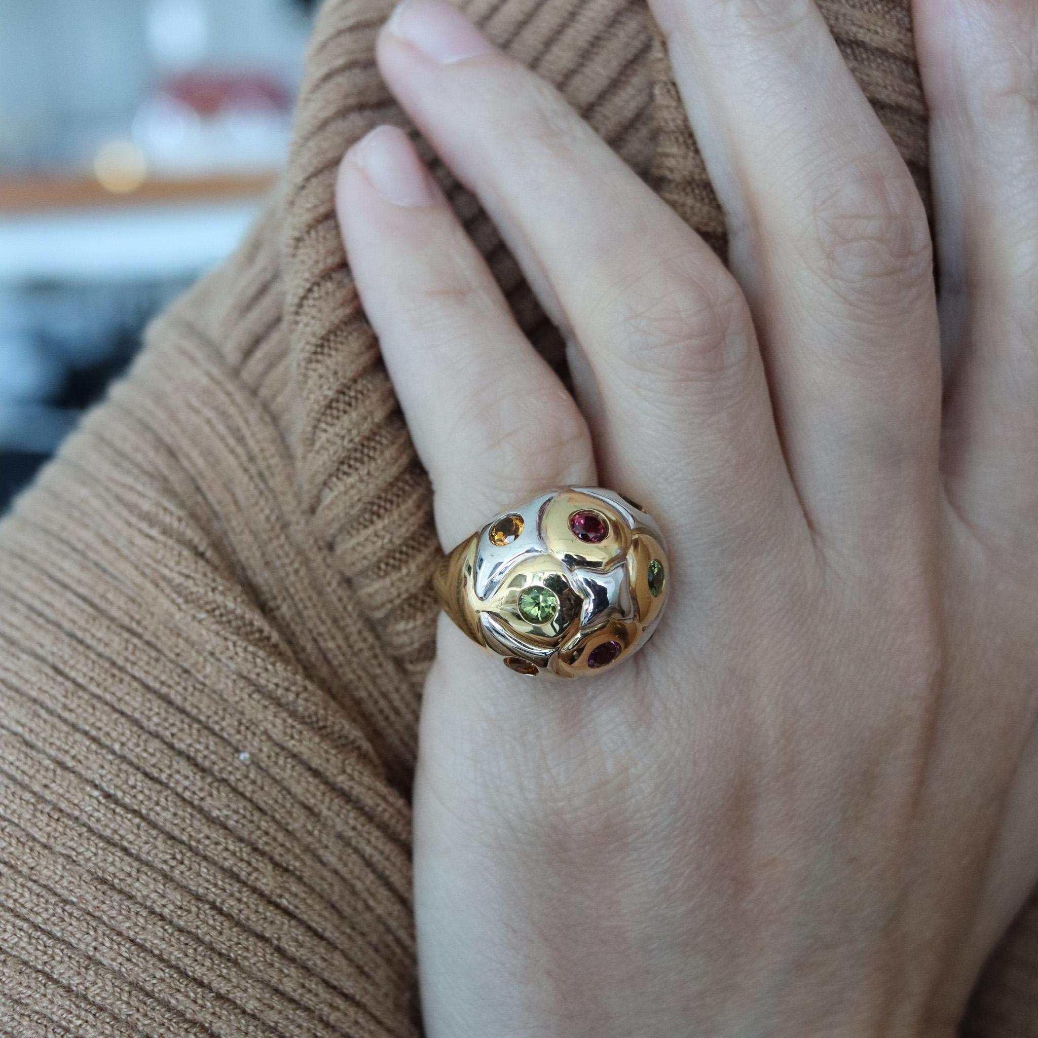 Bvlgari Roma Bombe Cocktail Ring Two Tones of 18Kt Gold with 1.80 Ctw Gemstones 6