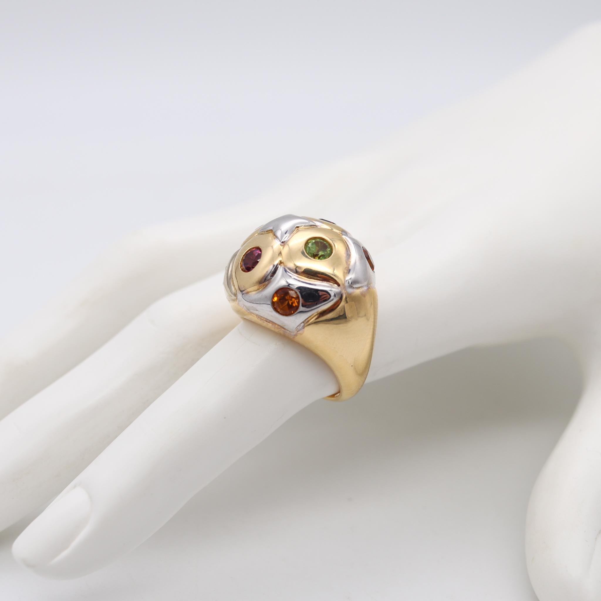 Brilliant Cut Bvlgari Roma Bombe Cocktail Ring Two Tones of 18Kt Gold with 1.80 Ctw Gemstones