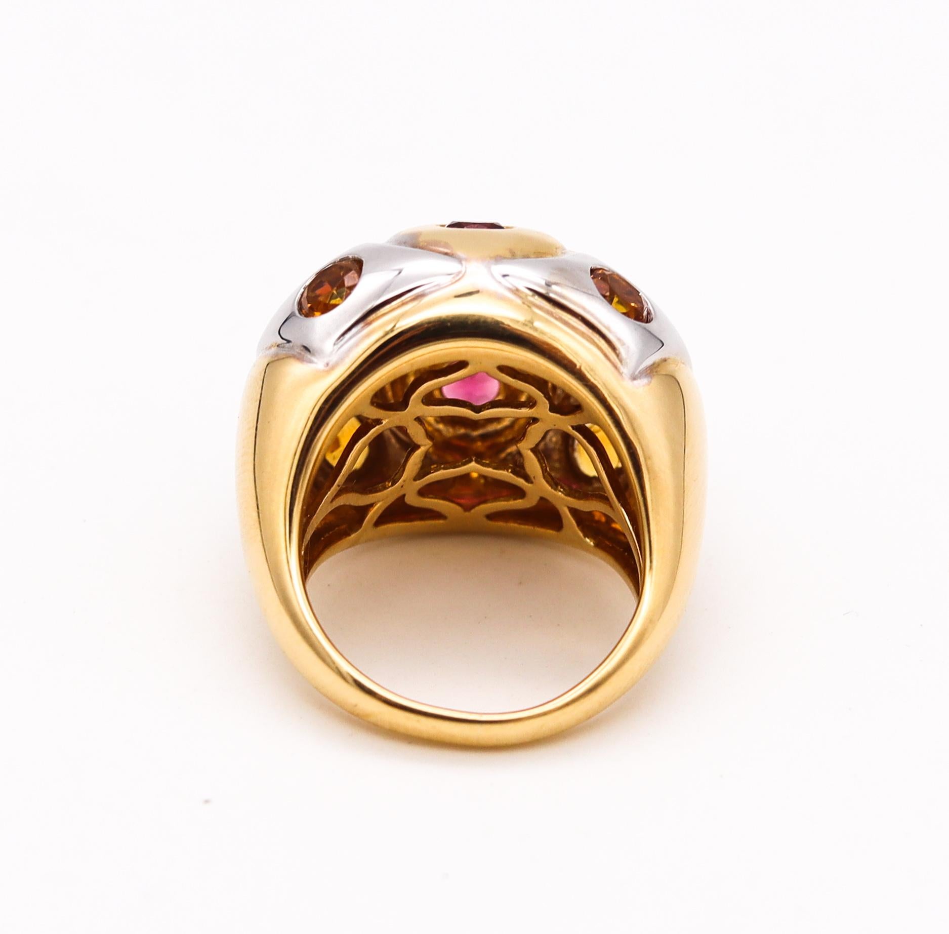 Bvlgari Roma Bombe Cocktail Ring Two Tones of 18Kt Gold with 1.80 Ctw Gemstones 2