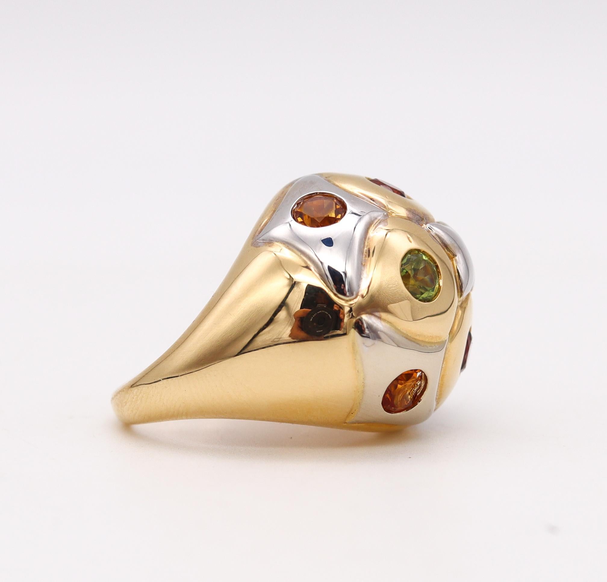 Bvlgari Roma Bombe Cocktail Ring Two Tones of 18Kt Gold with 1.80 Ctw Gemstones 3