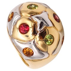 Bvlgari Roma Bombe Cocktail Ring Two Tones of 18Kt Gold with 1.80 Ctw Gemstones