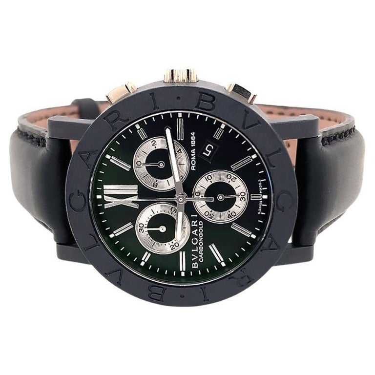 Bvlgari Roma Carbongold Chronograph Quartz Watch Ref. BB 38 CL CH For Sale