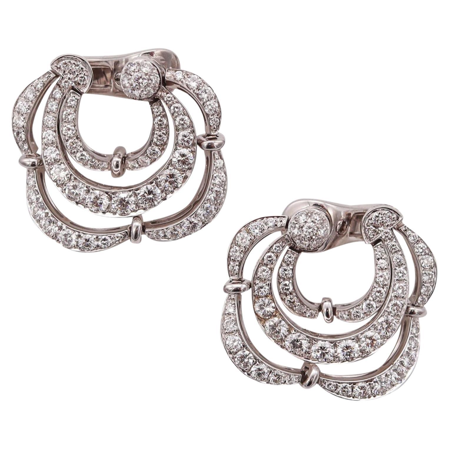 Bvlgari Roma Clips Earrings in 18 Kt White Gold with 5.76 Cts in VS Diamonds