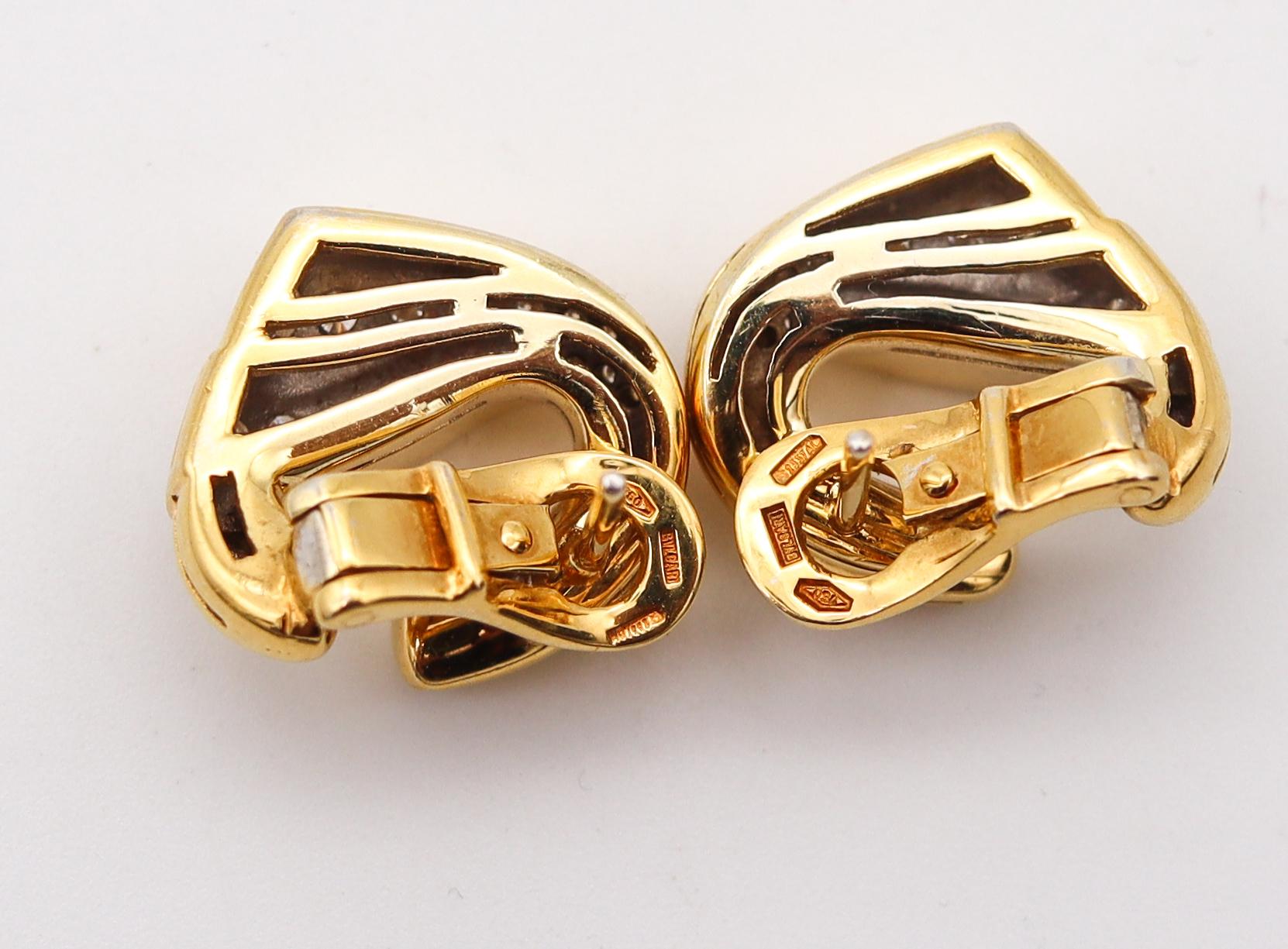 Women's Bvlgari Roma Clips Earrings in 18Kt Yellow Gold with 1.76 Cts in VS Diamonds