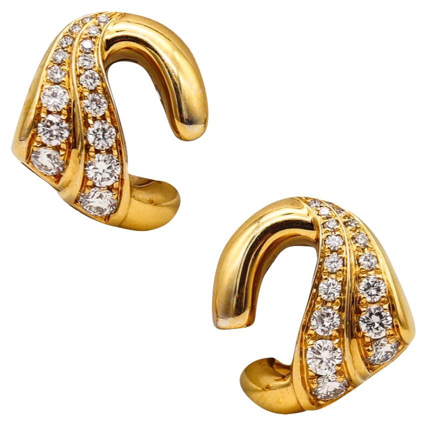 Bvlgari Roma Clips Earrings in 18Kt Yellow Gold with 1.76 Cts in VS Diamonds