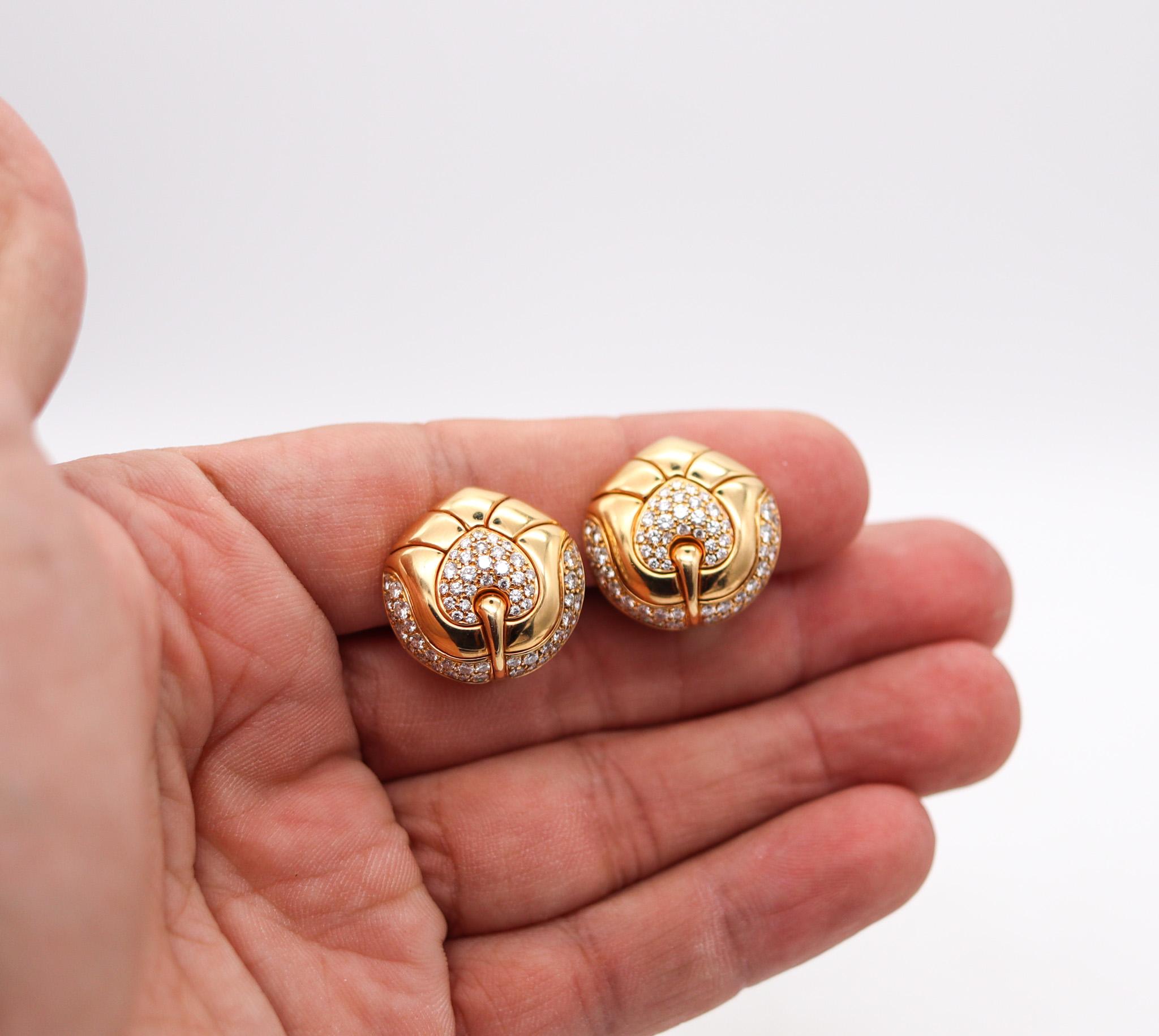 Women's Bvlgari Roma Clips On Earrings In 18Kt Yellow Gold With 2.88 Cts In VS Diamonds For Sale