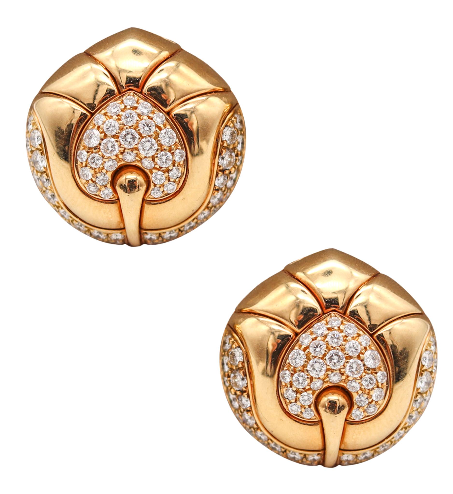 Bvlgari Roma Clips On Earrings In 18Kt Yellow Gold With 2.88 Cts In VS Diamonds For Sale