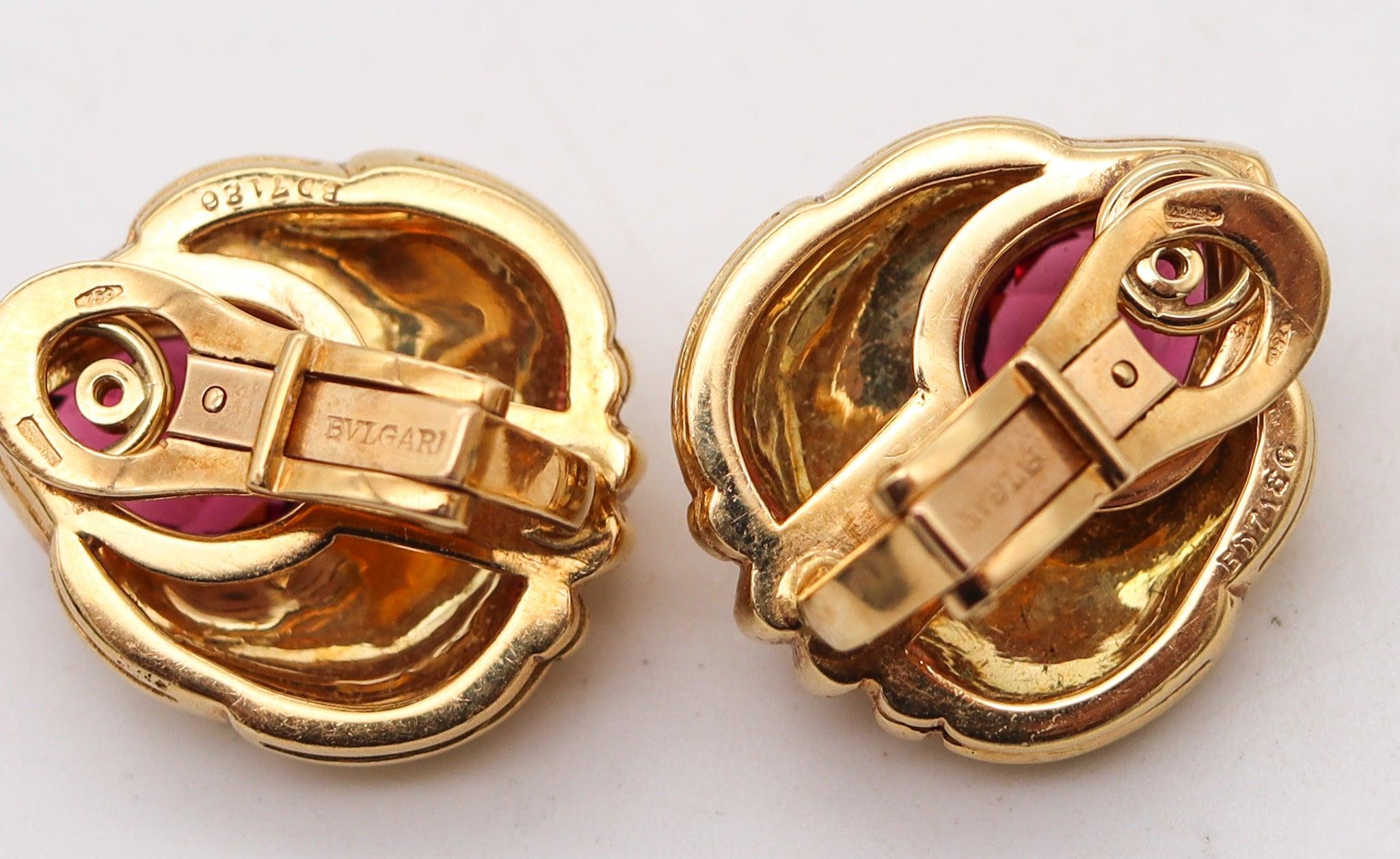 BVLGARI Roma Clips On Earrings In 18Kt Yellow Gold With 5.64 Ctw In Tourmalines In Excellent Condition In Miami, FL