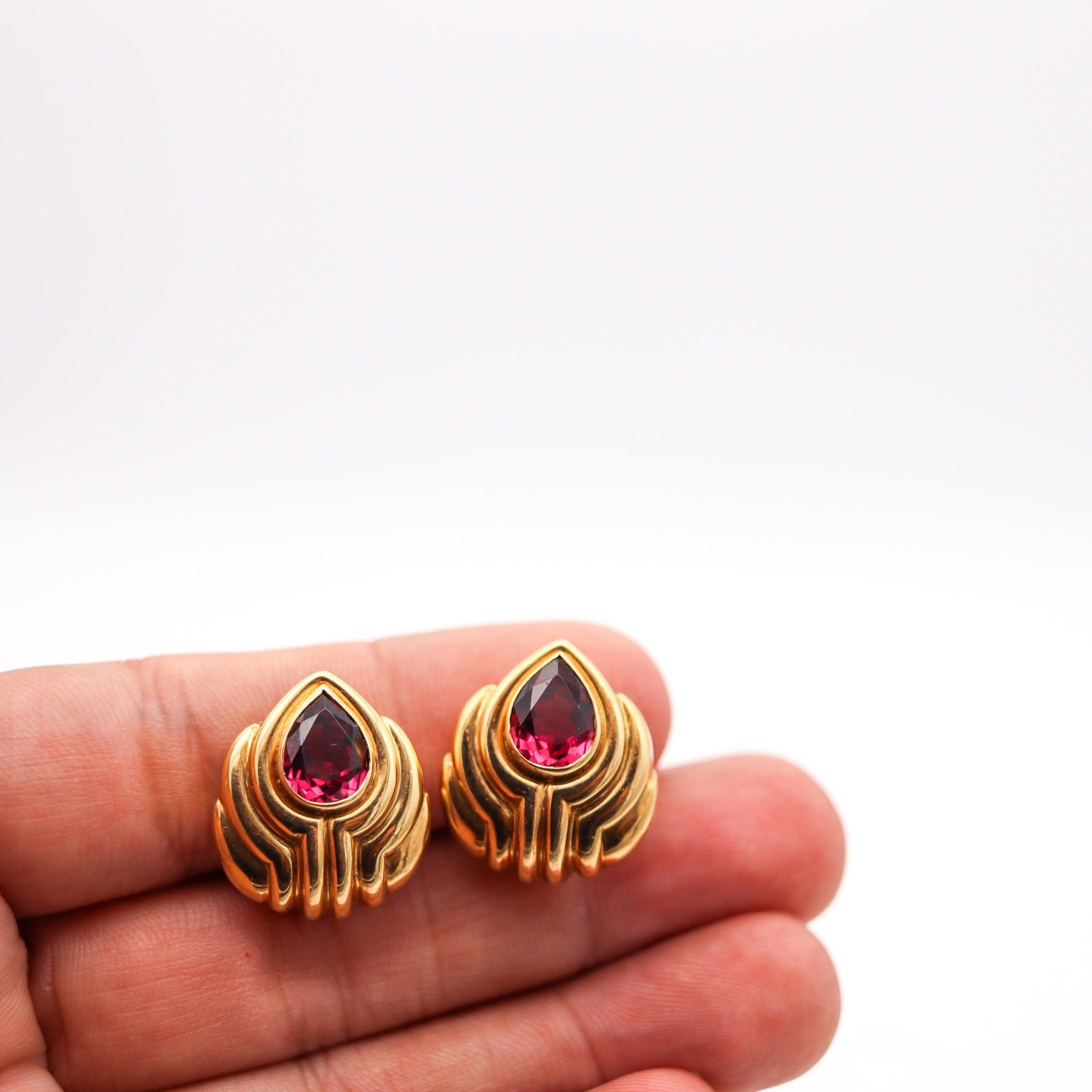 Women's BVLGARI Roma Clips On Earrings In 18Kt Yellow Gold With 5.64 Ctw In Tourmalines