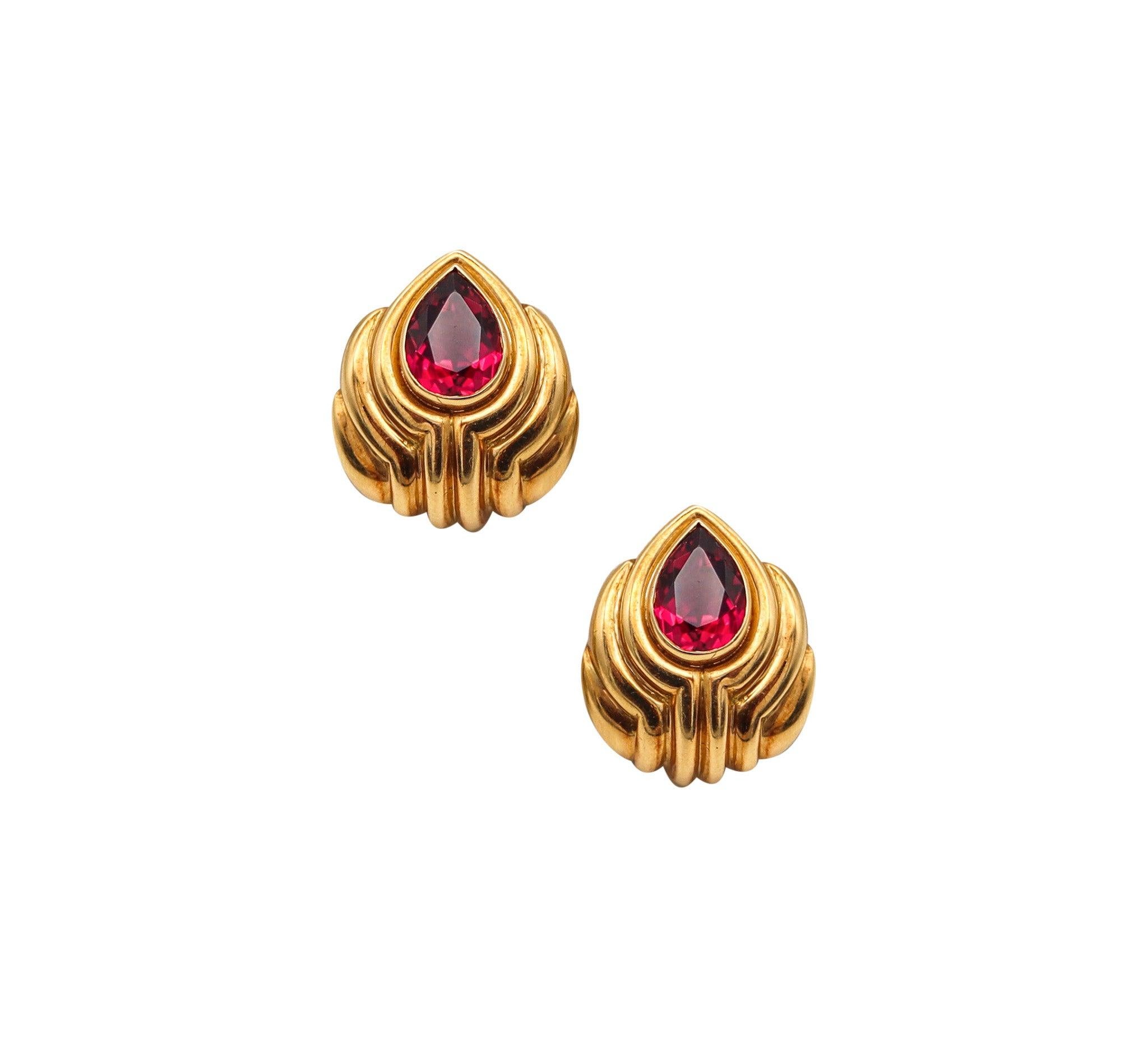 BVLGARI Roma Clips On Earrings In 18Kt Yellow Gold With 5.64 Ctw In Tourmalines 1