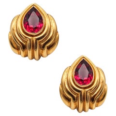 BVLGARI Roma Clips On Earrings In 18Kt Yellow Gold With 5.64 Ctw In Tourmalines