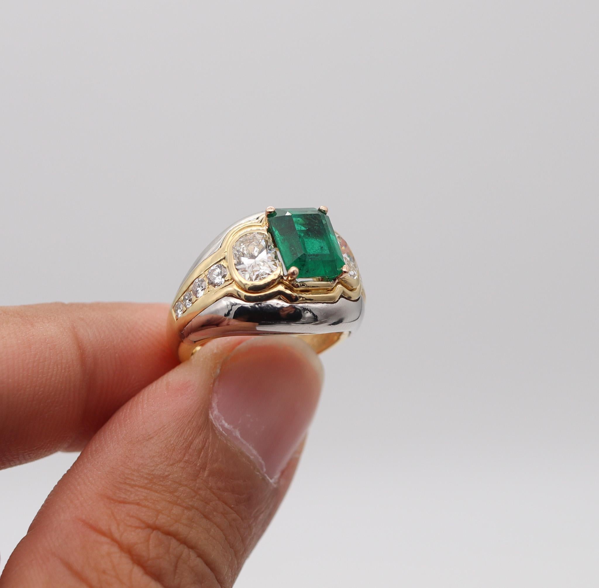 Brilliant Cut Bvlgari Roma Cocktail Ring In 18Kt Gold With 4.58 Ctw In Diamonds And Emerald