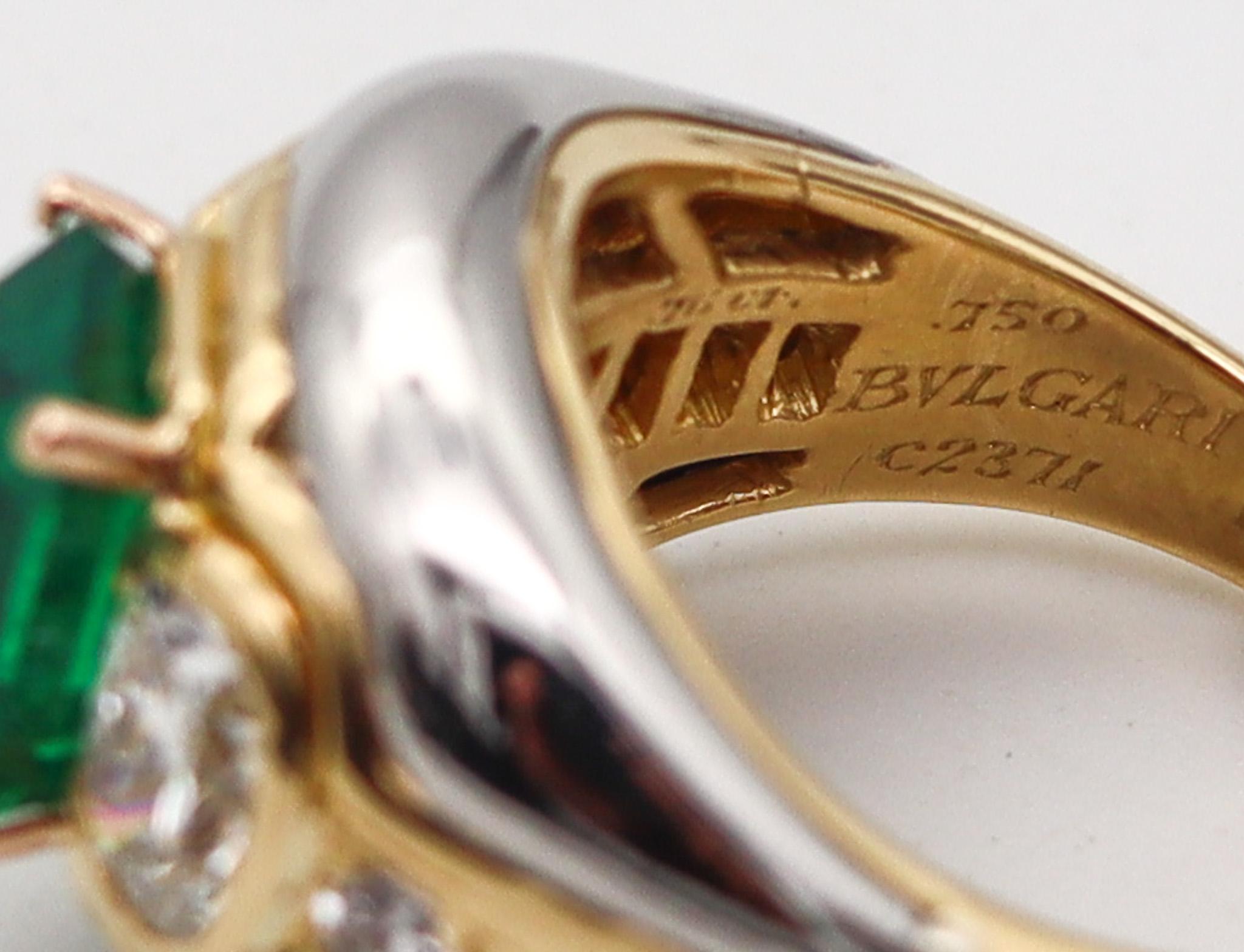 Women's or Men's Bvlgari Roma Cocktail Ring In 18Kt Gold With 4.58 Ctw In Diamonds And Emerald