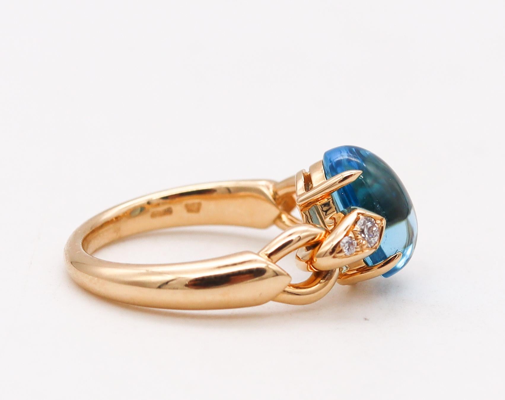 Bvlgari Roma Colorful Ring in 18Kt Yellow Gold with 2.82 Ctw Diamond and Topaz In Excellent Condition In Miami, FL