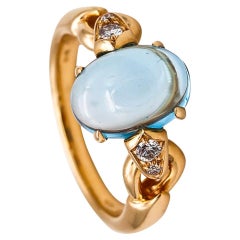 Bvlgari Roma Colorful Ring in 18Kt Yellow Gold with 2.82 Ctw Diamond and Topaz
