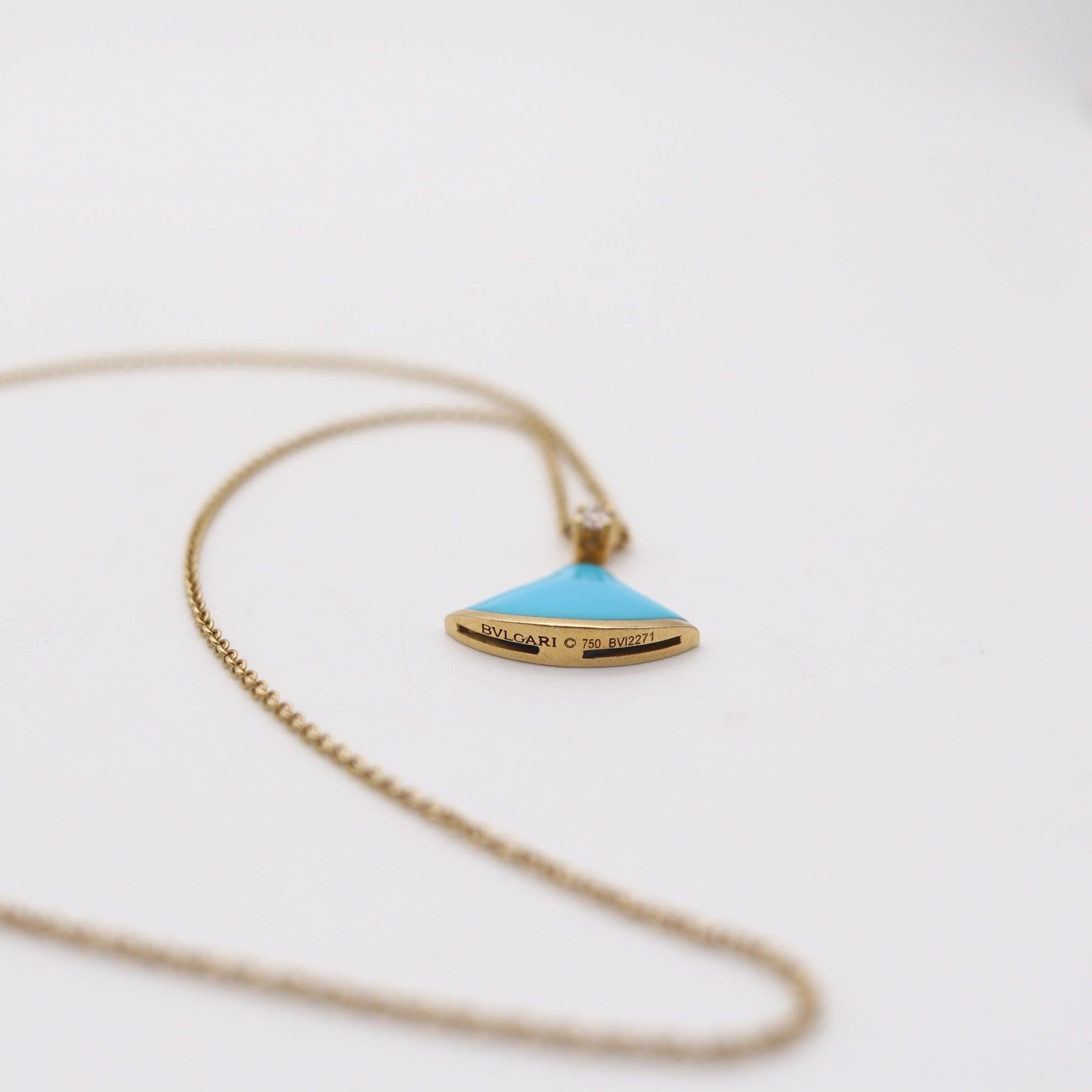 Women's BVLGARI Roma Divas Necklace Chain In 18Kt Yellow Gold With Turquoise & Diamond For Sale