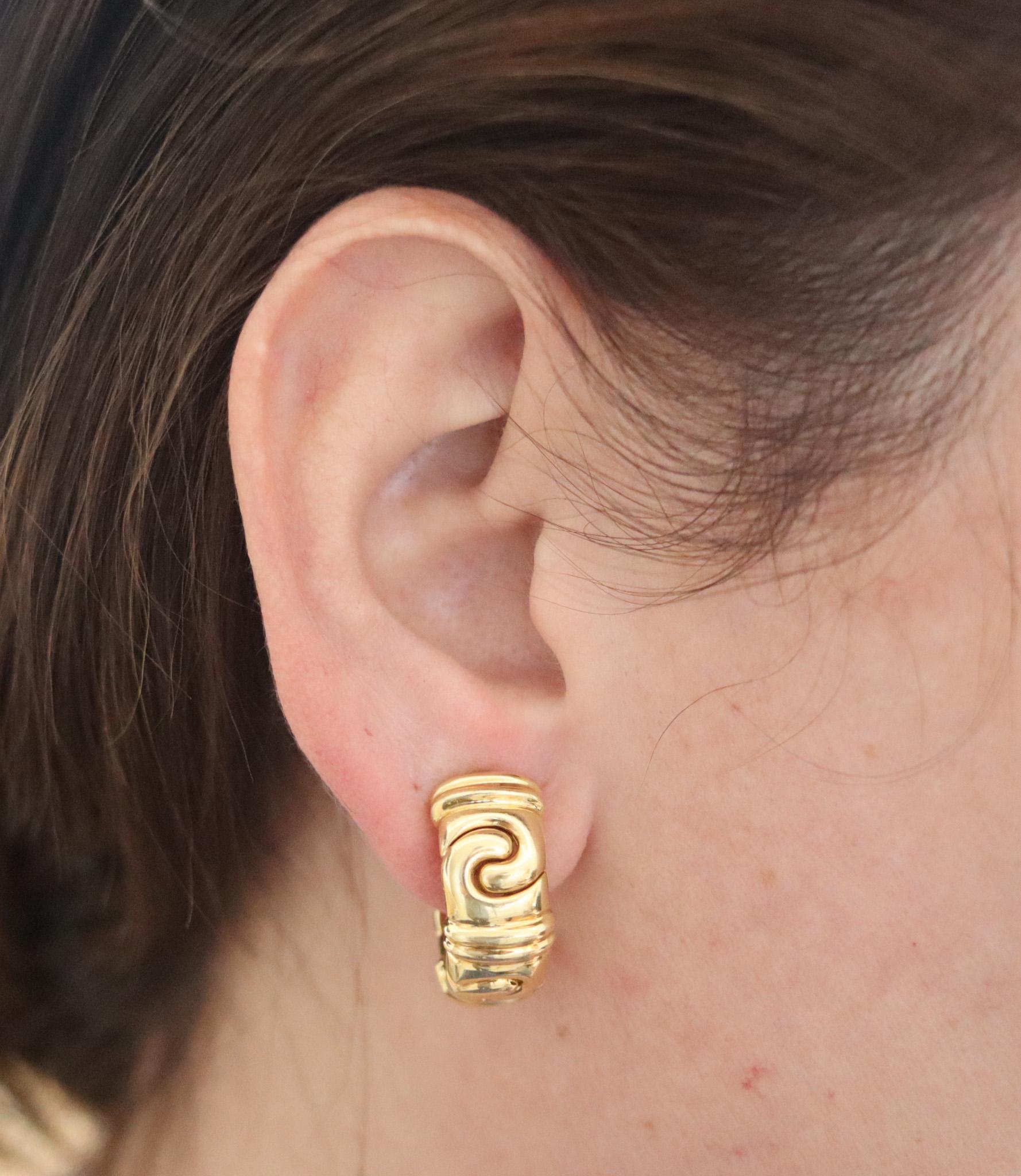 Women's Bvlgari Roma Doppio Clips On Hoops Earrings In Solid 18Kt Yellow Gold