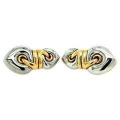 Bvlgari Roma Doppio Cuore Drop Earrings in 18 Karat Two Tone Gold