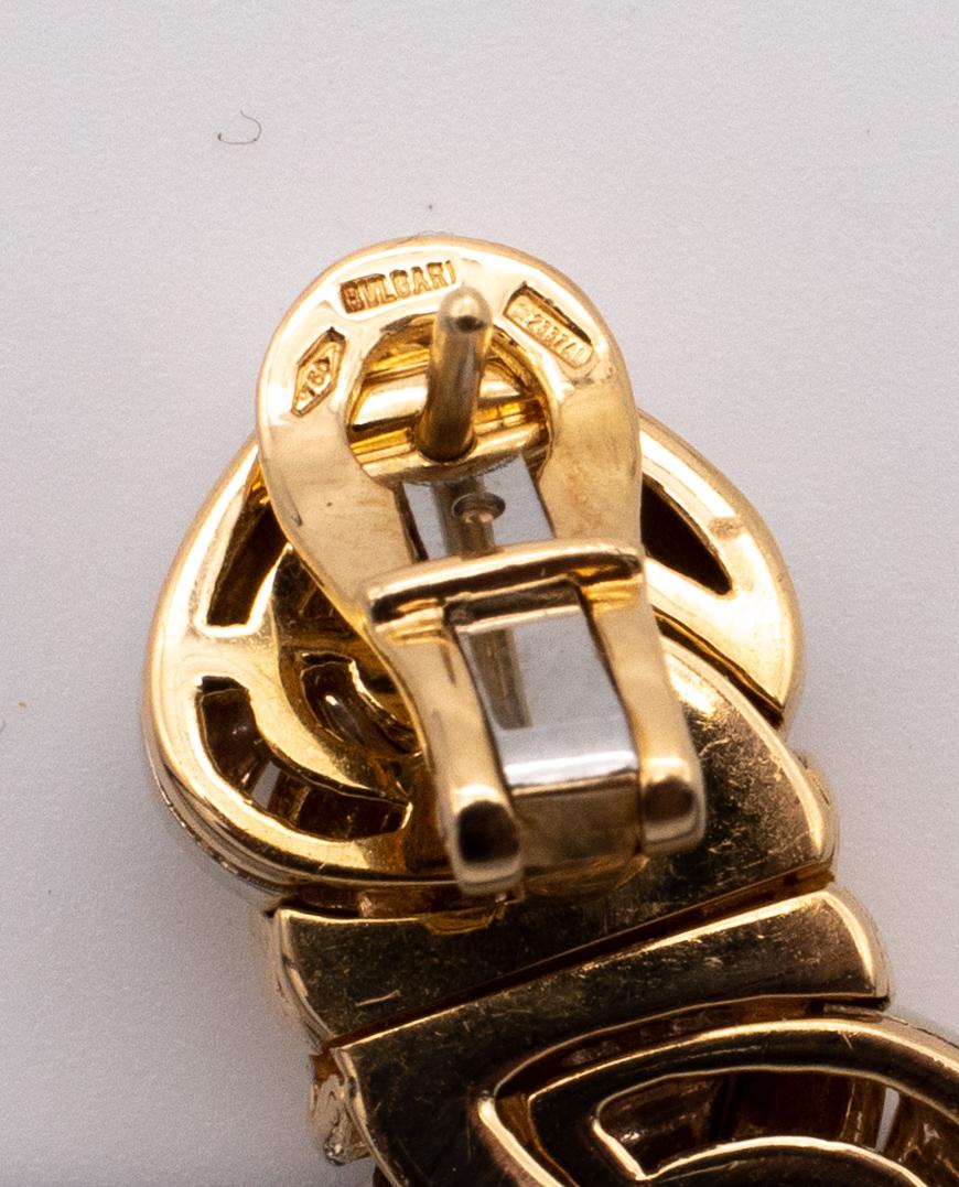 Bvlgari Roma Doppio Cuore Drop Earrings in Two Tones of 18Kt Gold In Excellent Condition In Miami, FL