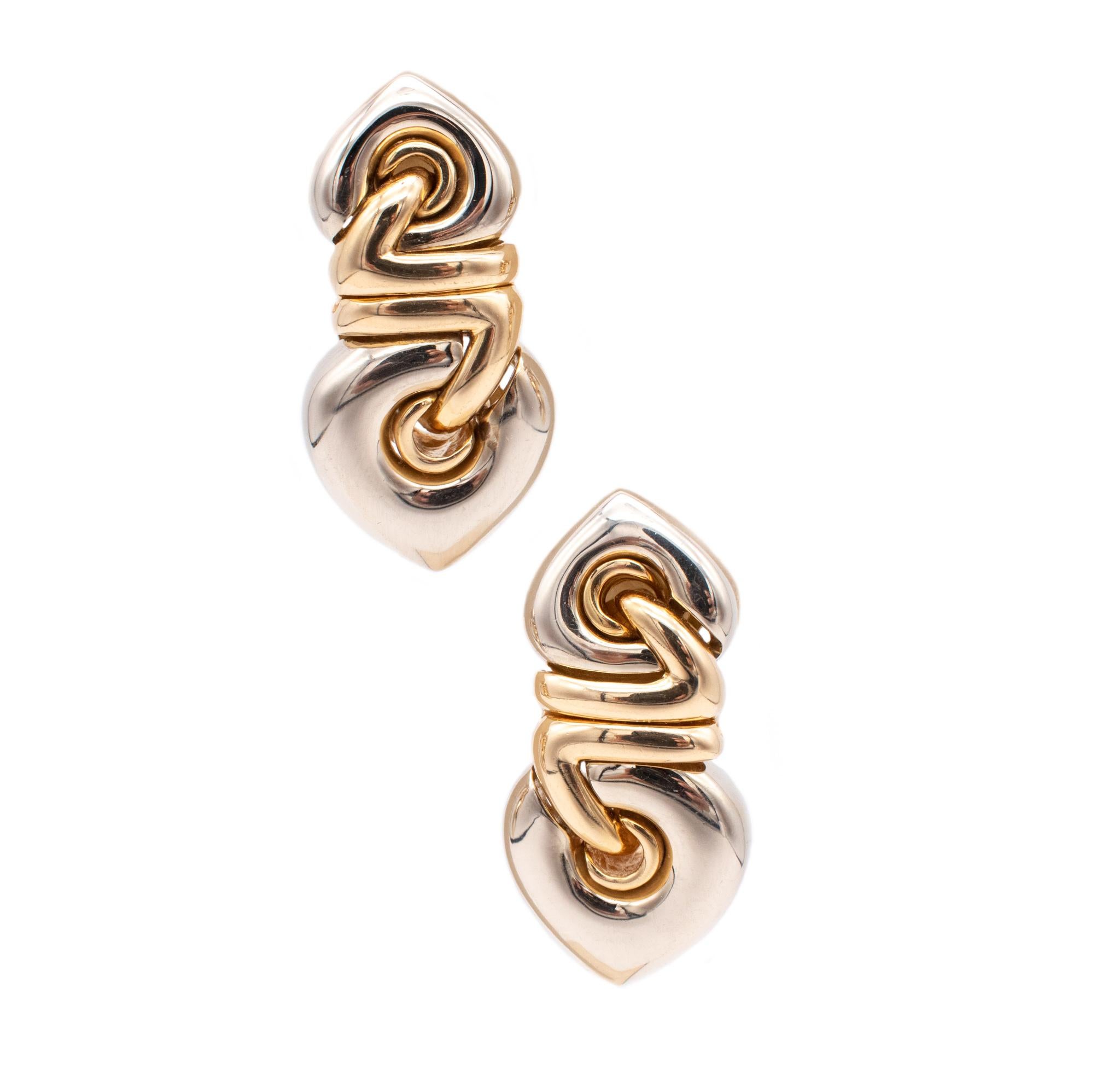 Bvlgari Roma Doppio Cuore Drop Earrings in Two Tones of 18Kt Gold 1