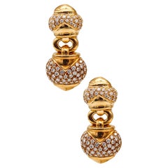 Bvlgari Roma Doppio Drop Earrings In 18Kt Yellow Gold With 2.58 Cts VVS Diamonds