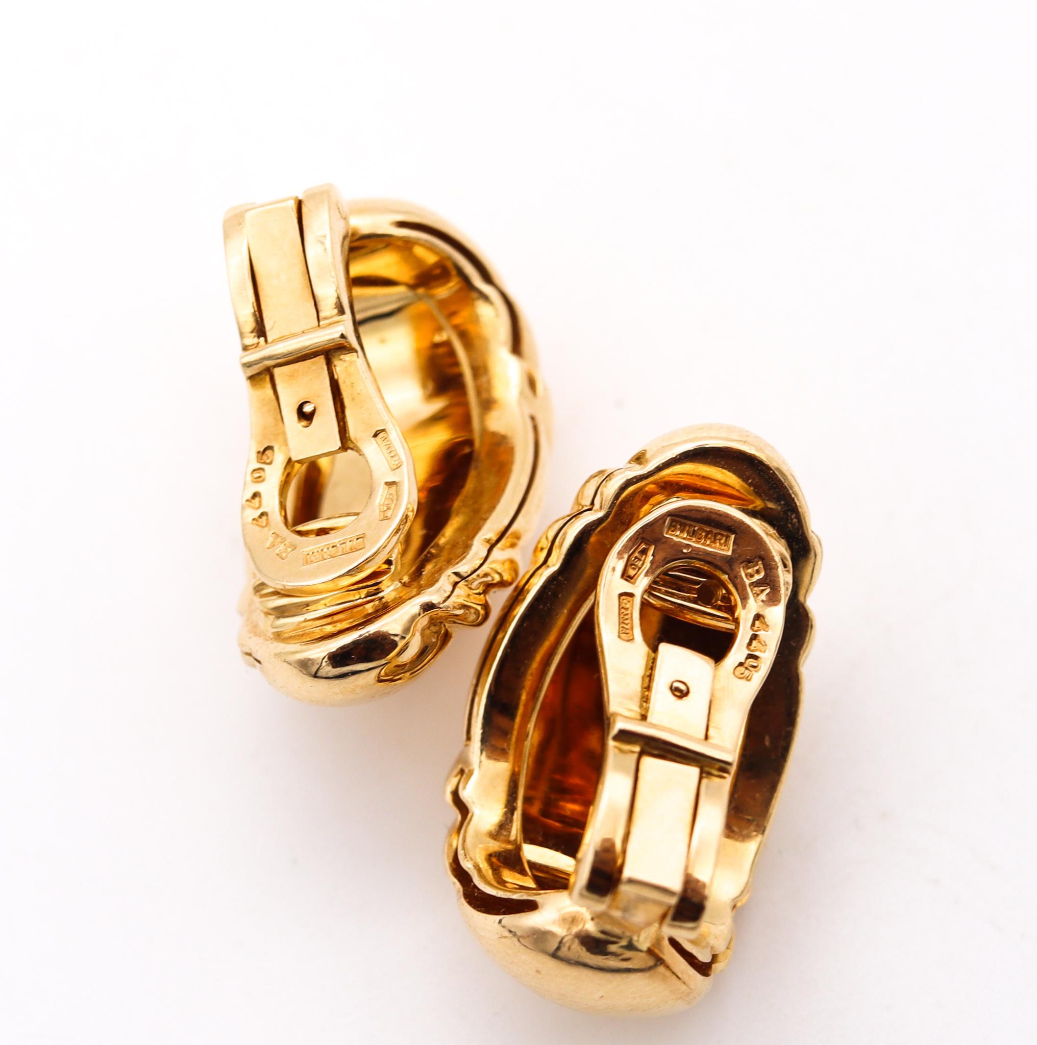 Modernist Bvlgari Roma Double X Clips on Earrings in Solid 18kt Yellow Gold For Sale