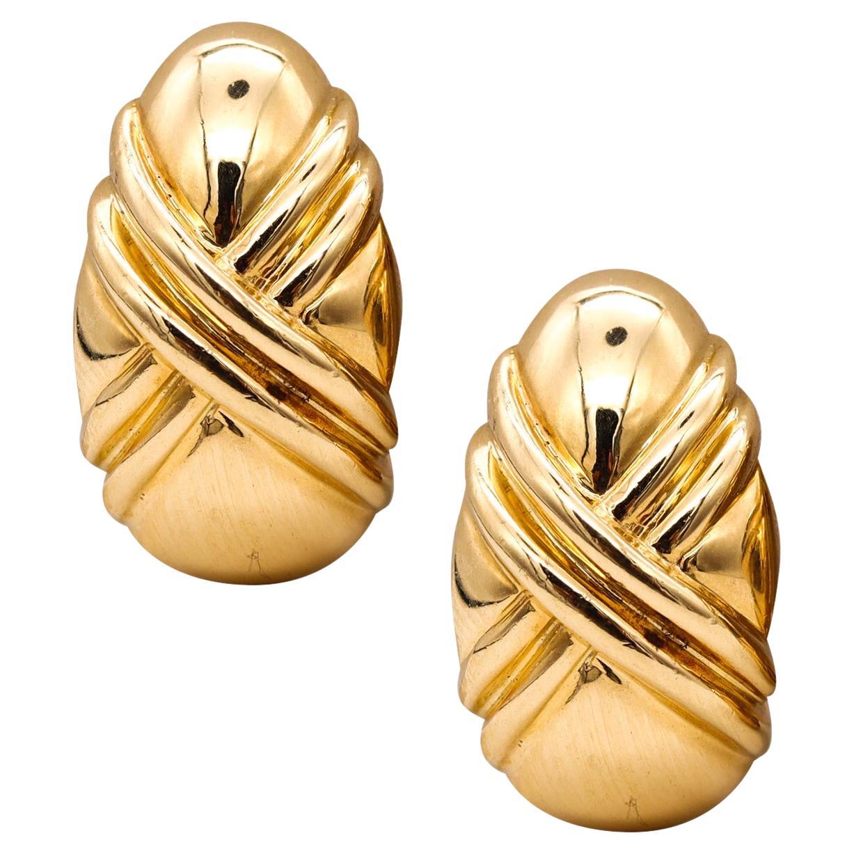 Bvlgari Boucles d'oreilles Roma à clips double X en or jaune massif 18 carats