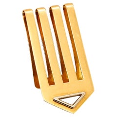 Bvlgari Roma Geometric Money Clip In Solid Yellow & White 18Kt Gold