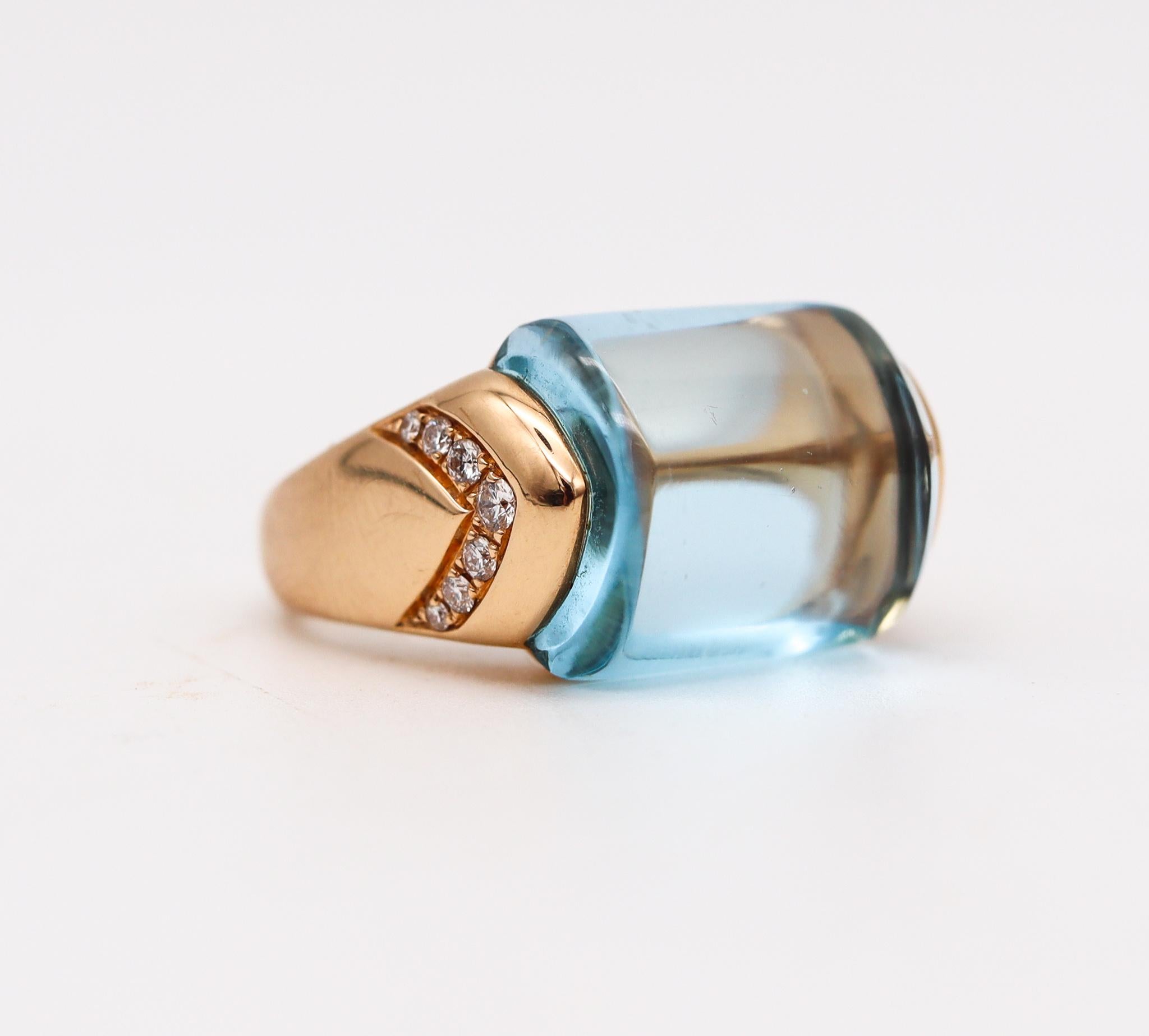 Contemporary Bvlgari Roma Mvsa Cocktail Ring in 18KT Gold with 6.84 Cts in Diamonds and Topaz