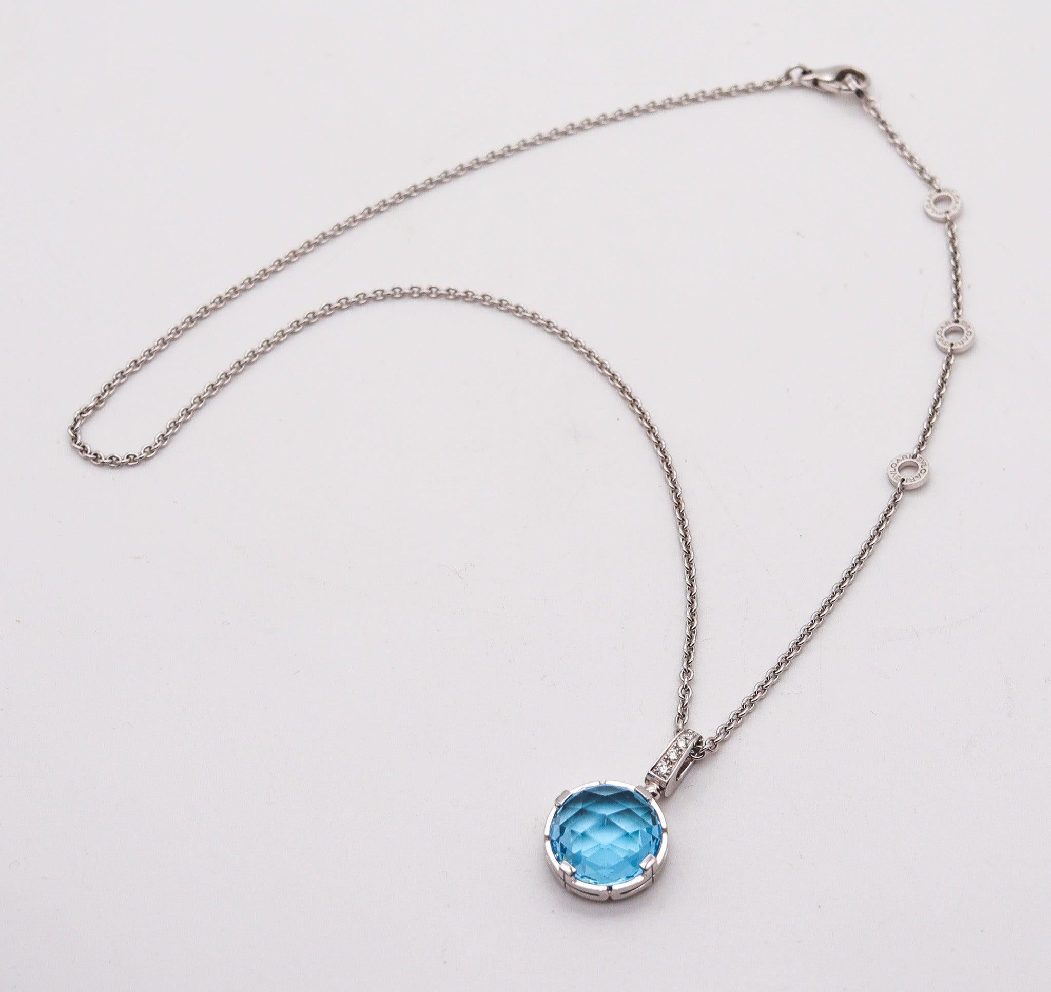 Modern BVLGARI Roma Parentesi Necklace 18Kt White Gold With 7.24 Ctw Diamonds & Topaz For Sale