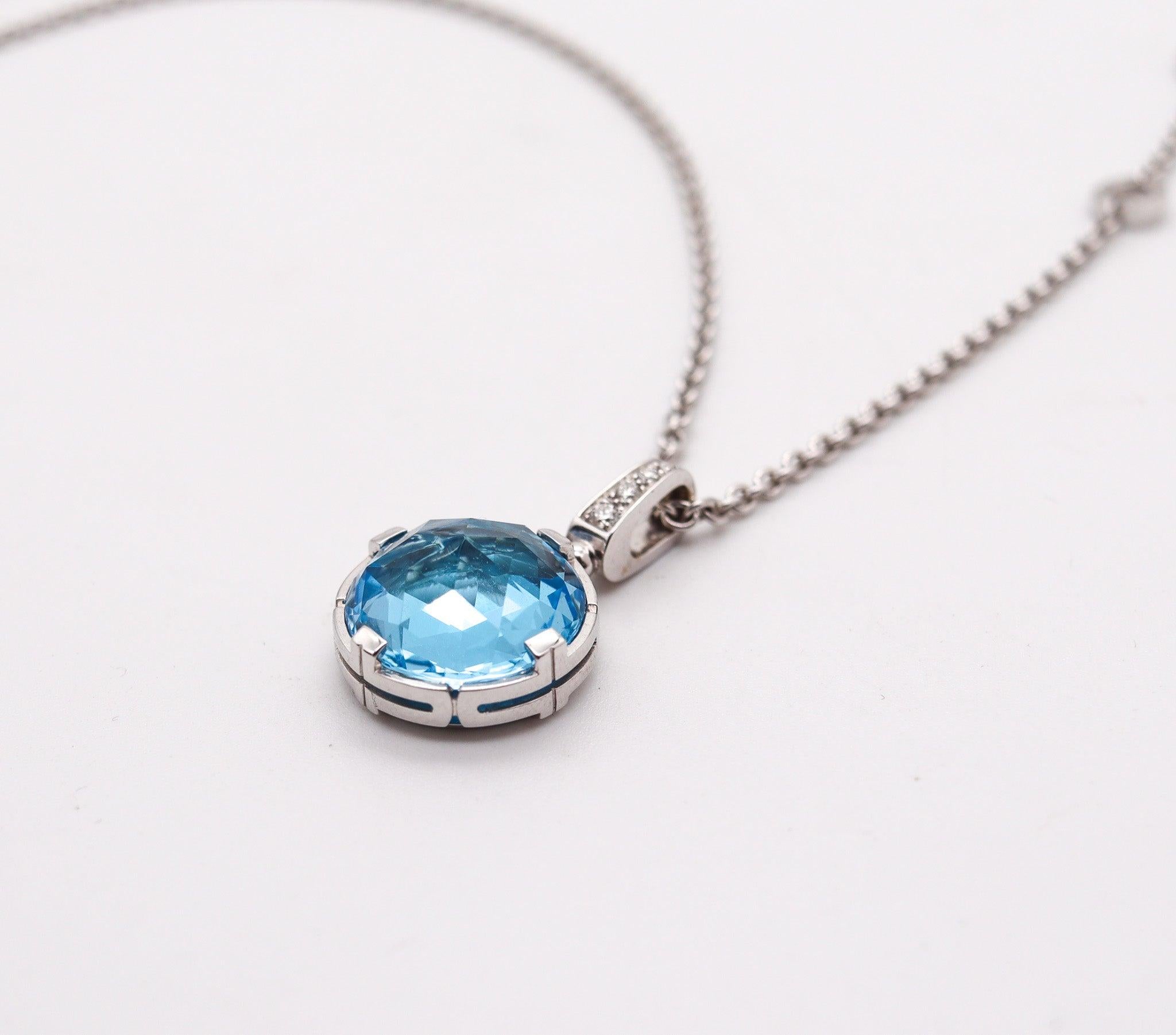 Brilliant Cut BVLGARI Roma Parentesi Necklace 18Kt White Gold With 7.24 Ctw Diamonds & Topaz For Sale