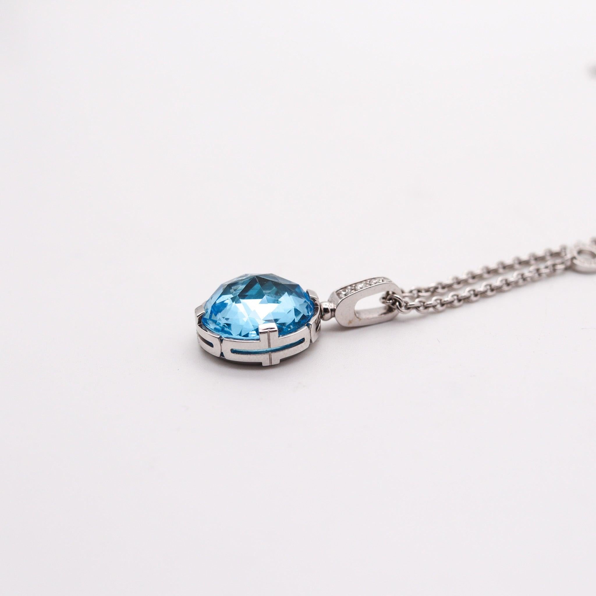 BVLGARI Roma Parentesi Necklace 18Kt White Gold With 7.24 Ctw Diamonds & Topaz In Excellent Condition For Sale In Miami, FL