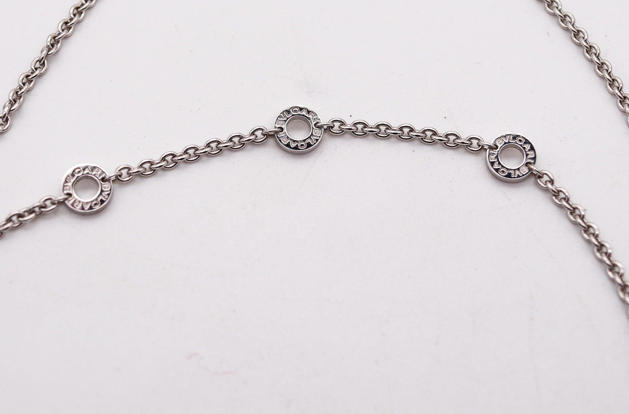 BVLGARI Roma Parentesi Necklace 18Kt White Gold With 7.24 Ctw Diamonds & Topaz For Sale 1