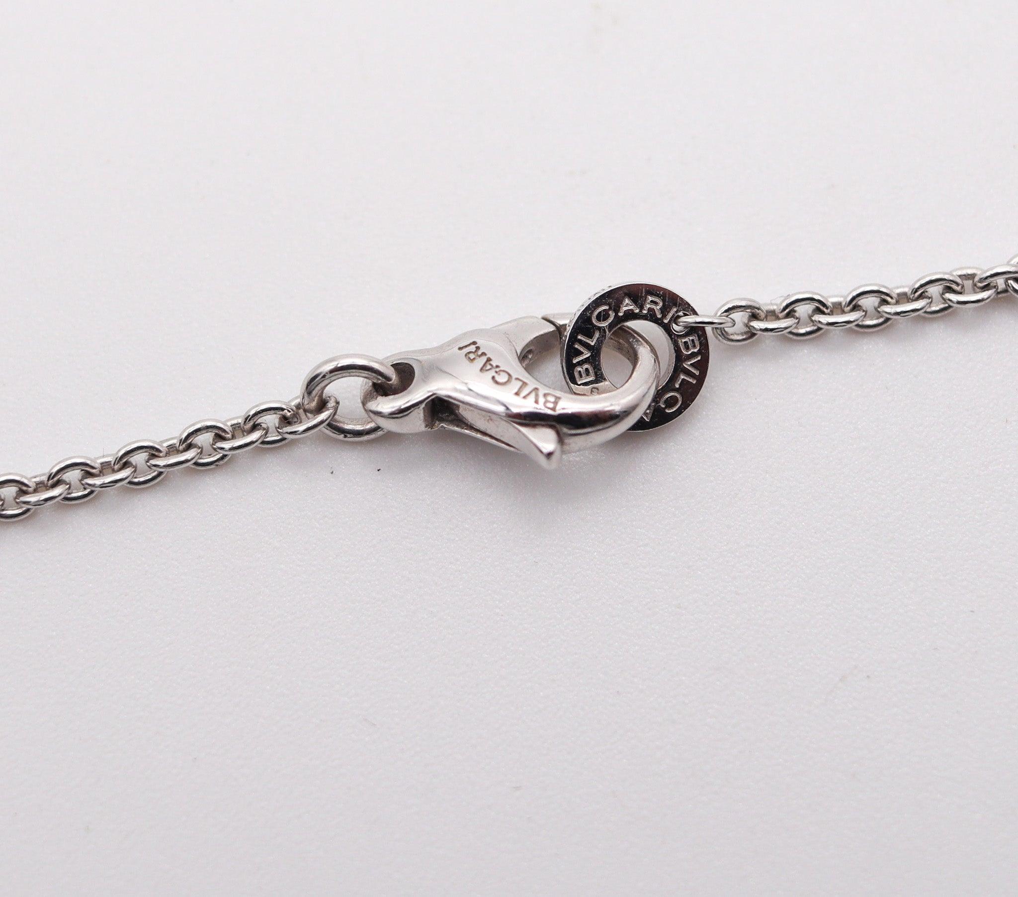 BVLGARI Roma Parentesi Necklace 18Kt White Gold With 7.24 Ctw Diamonds & Topaz For Sale 2