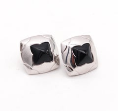 Bvlgari Roma Pyramid Clips Earrings In 18Kt Gold With 36 Ctw Carved Black Onyx
