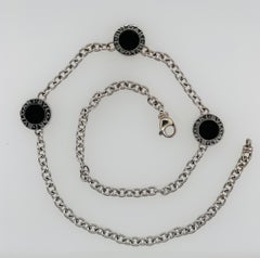 BVLGARI Roma Collar De Eslabones Reversibles De Oro Blanco De 18 Kt Con Diamantes Y Ónices