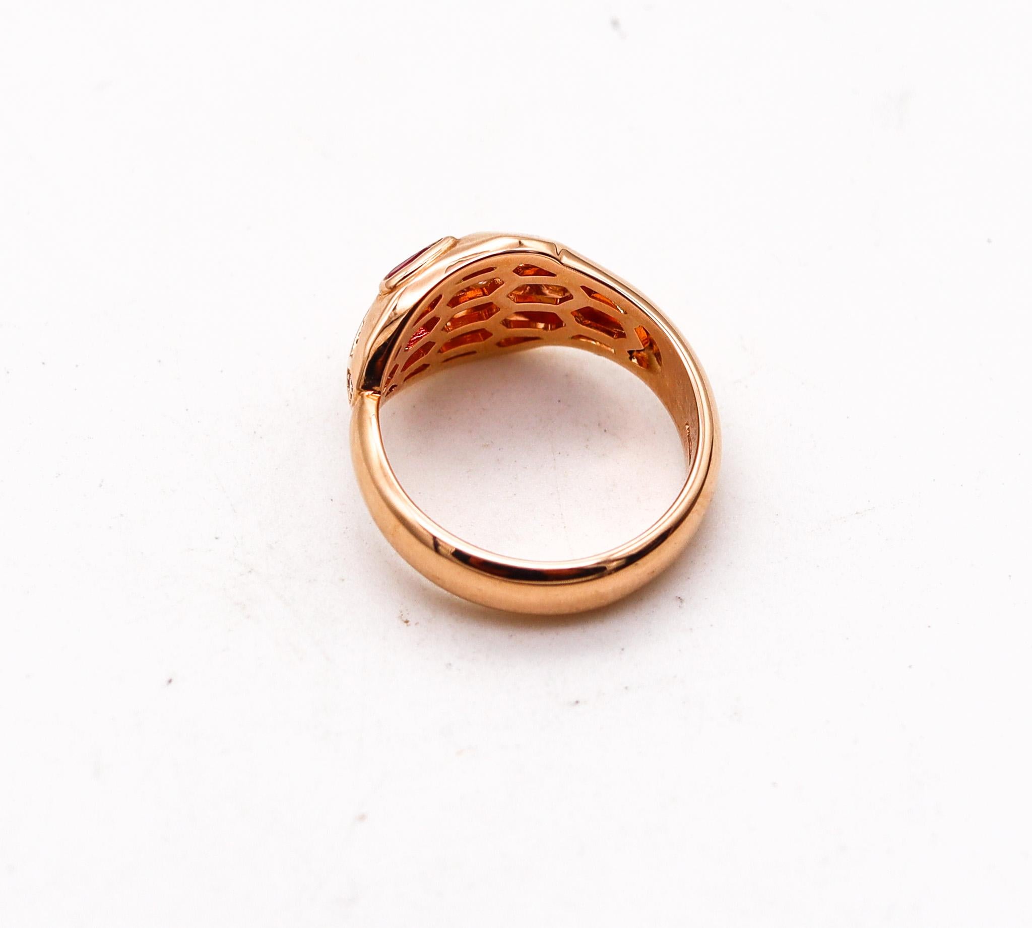 BVLGARI Roma Serpenti Ring In 18Kt Rose Gold With Diamonds And Rubies 1