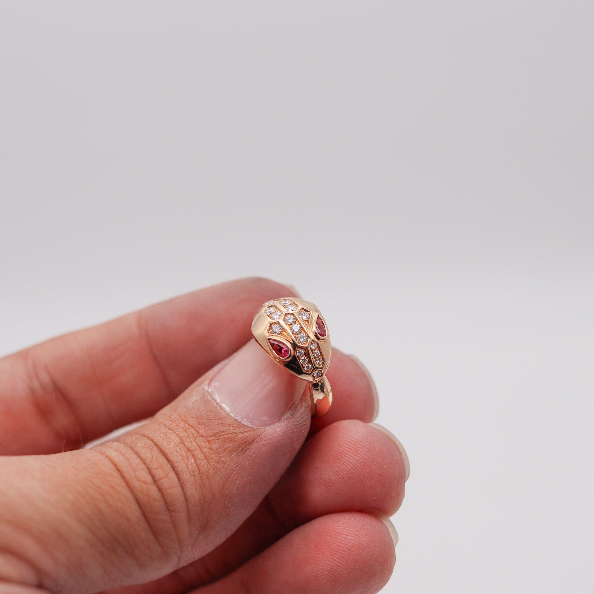 Anillo BVLGARI Roma Serpenti de oro rosa de 18 quilates con diamantes Caja y papeles 4