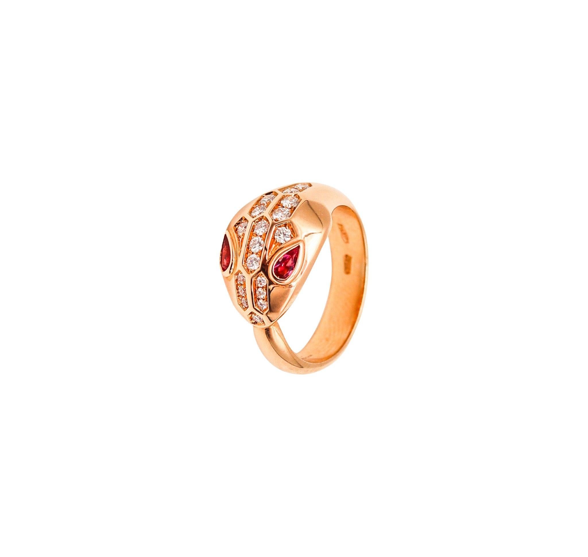 Anillo BVLGARI Roma Serpenti de oro rosa de 18 quilates con diamantes Caja y papeles 2
