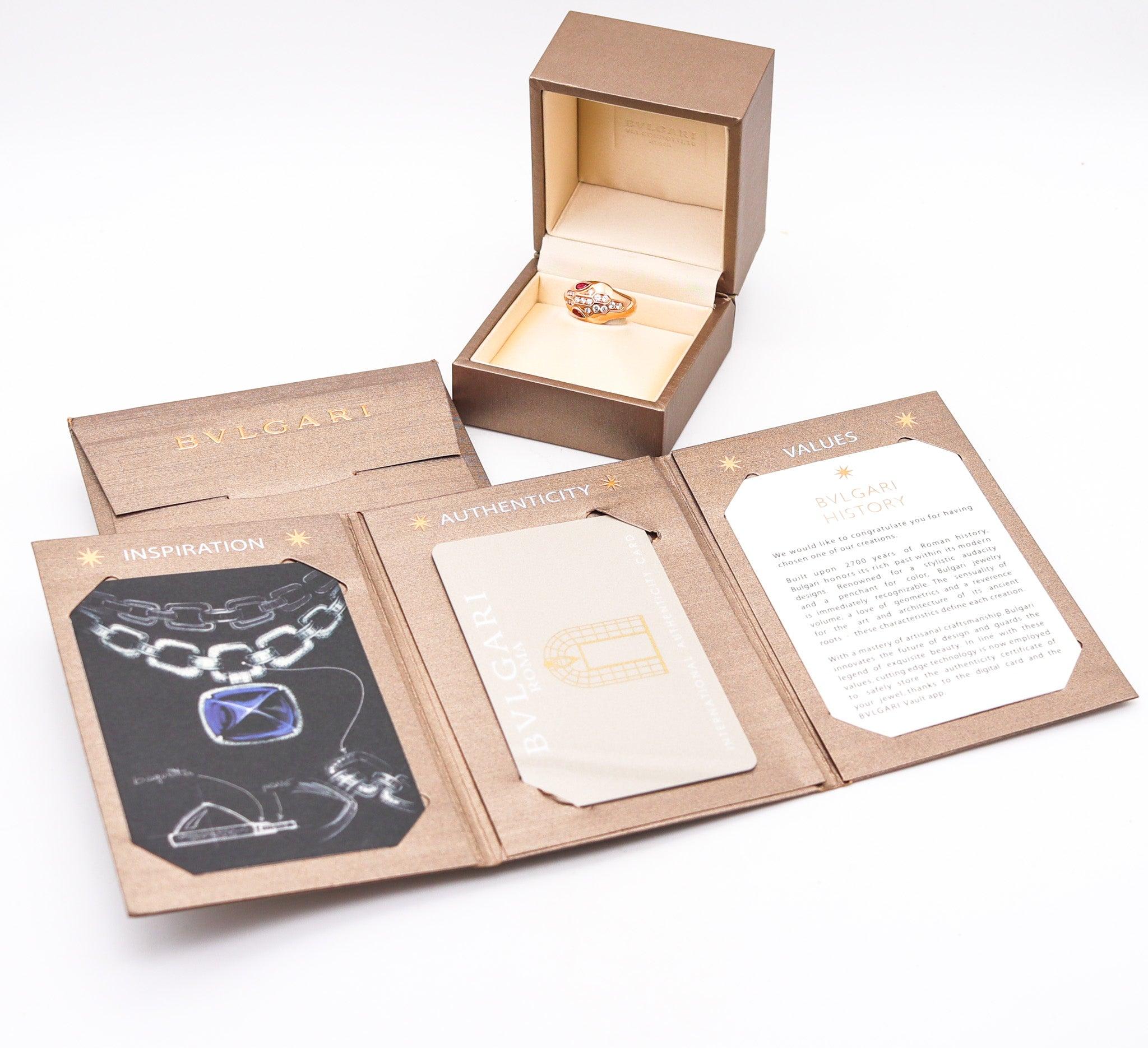 BVLGARI Roma Serpenti Ring In 18Kt Rose Gold With VVS Diamonds Box & Certs In Excellent Condition In Miami, FL